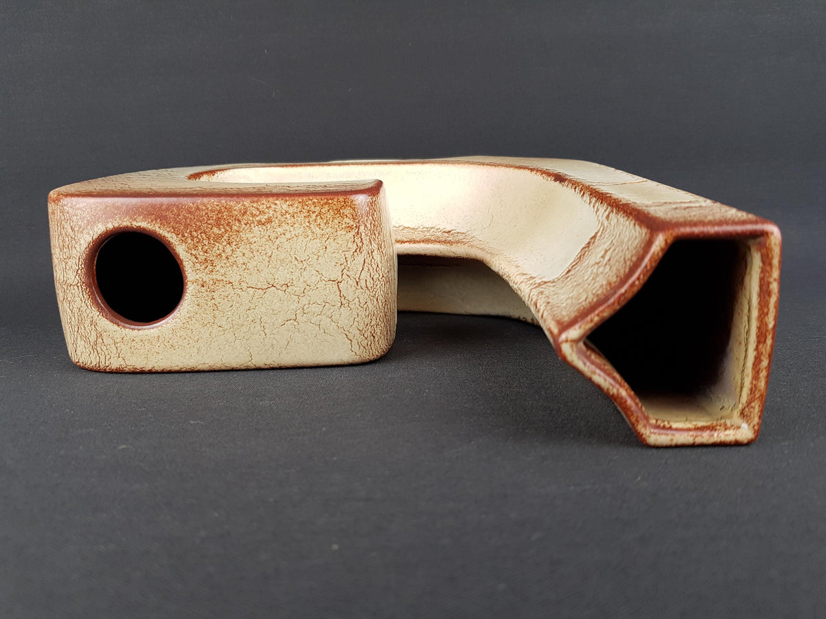 Vintage BERTONCELLO "b" or "d" Rare form Vase by Roberto Rigon with Screziato Havana Decor Mid-Century Modern Style 1970's from Italy