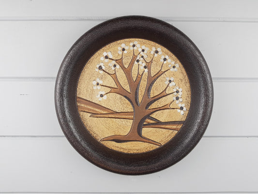 Vintage SGRAFO MODERN Beige and Brown Wall Plaque with Summer Season Decor West Germany 1970s