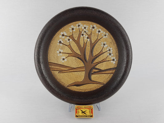 Vintage SGRAFO MODERN Beige and Brown Wall Plaque with Summer Season Decor West Germany 1970s