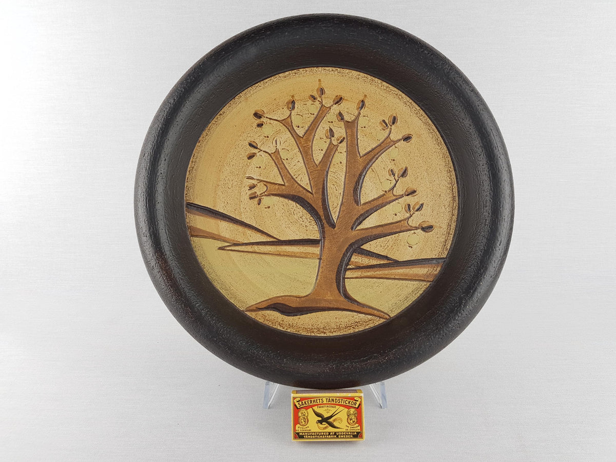 Vintage SGRAFO MODERN Beige and Brown Wall Plaque with Spring Season Decor West Germany 1970s