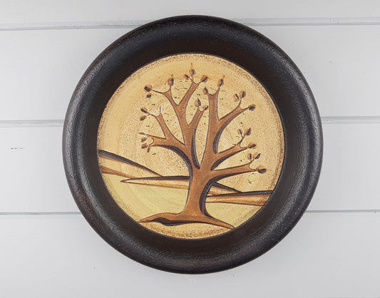 Vintage SGRAFO MODERN Beige and Brown Wall Plaque with Spring Season Decor West Germany 1970s