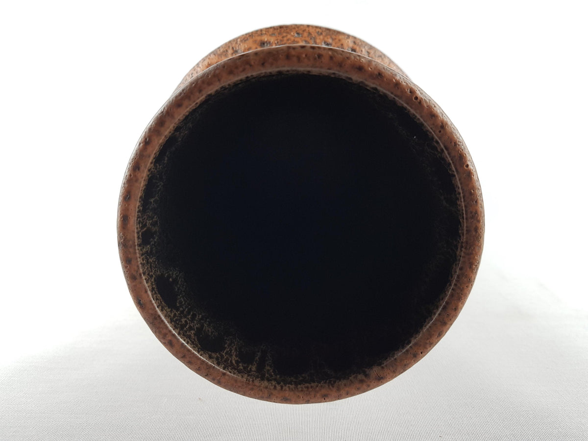 Vintage STEULER KERAMIK Brown Fat Lava Floor Vase 143-40 West German Pottery 1970s hairline!