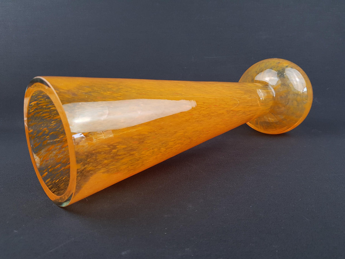 Large Vintage Orange Glass Vase Probably Czech or German (Warnecke Style)