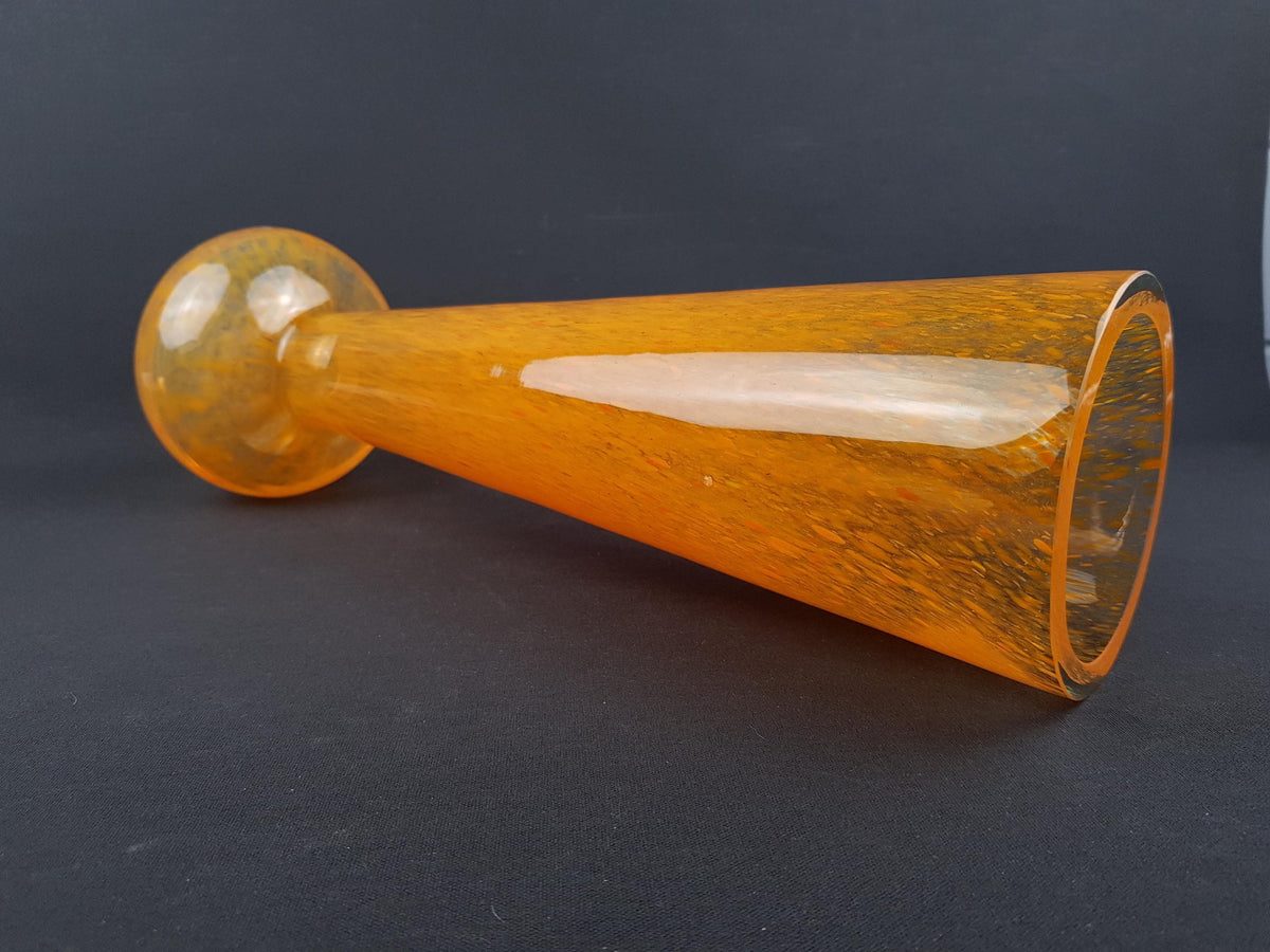 Large Vintage Orange Glass Vase Probably Czech or German (Warnecke Style)