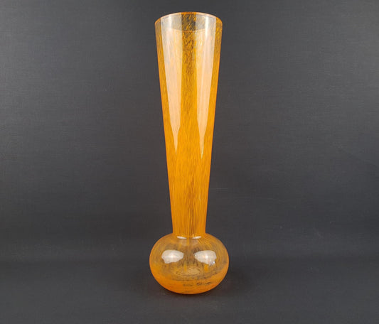 Large Vintage Orange Glass Vase Probably Czech or German (Warnecke Style)