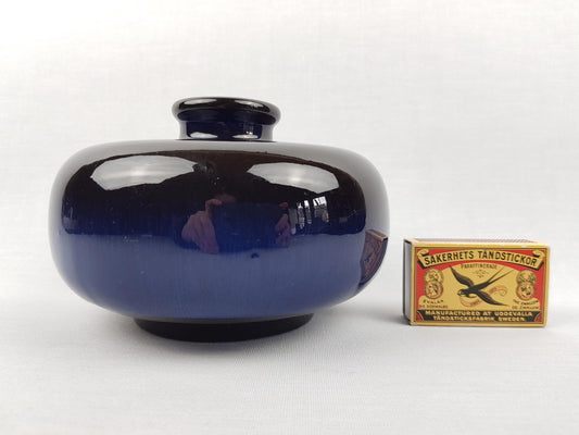 Vintage STEULER KERAMIK Glossy Ink Blue Vase 130-10 West German Pottery 1970s