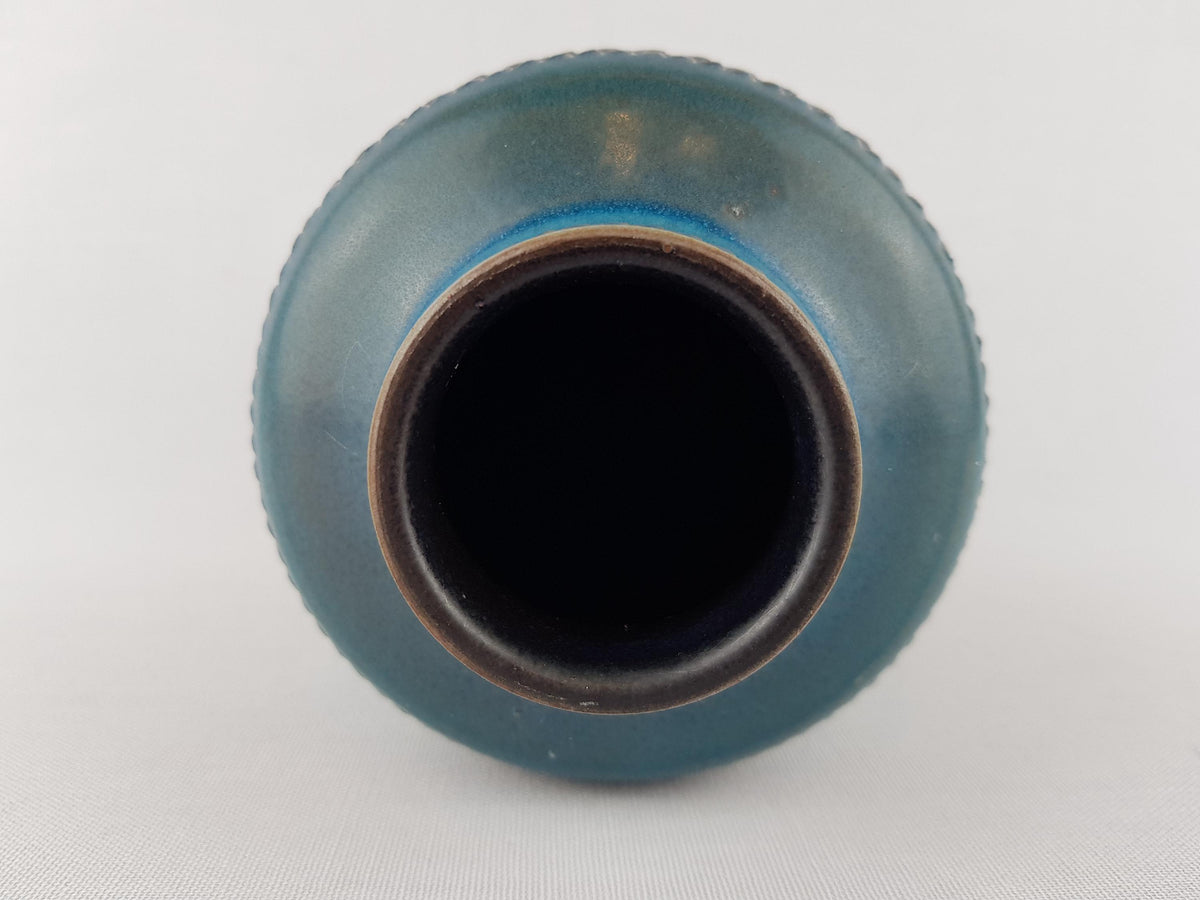 Vintage AKRU KERAMIK (Alfred Krupp) Blue Turquoise Vase Decor "Messina" C5 18 West German Pottery 1969s