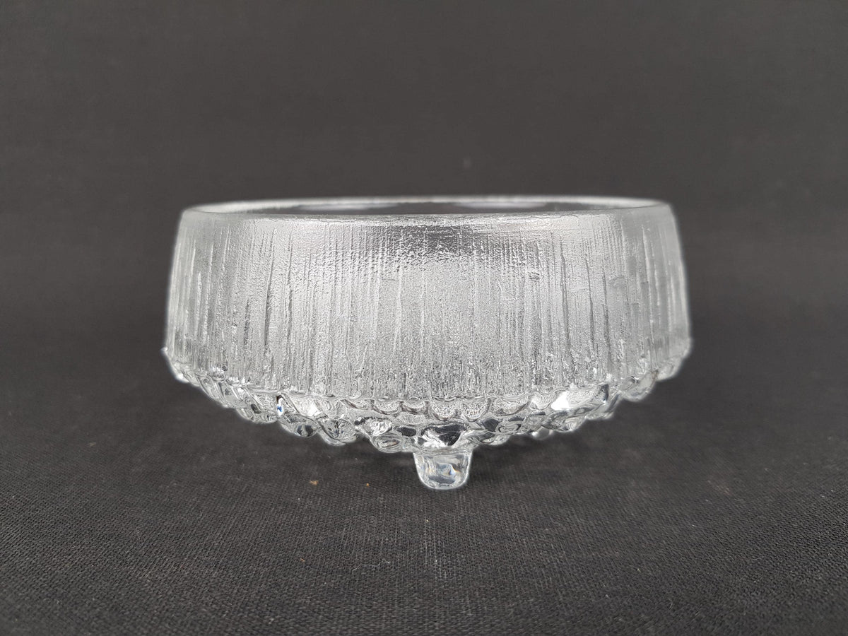 Vintage IITTALA Transparant Glass Bowl "Ultima Thule" Series By Tapio Wirkkala 1960s