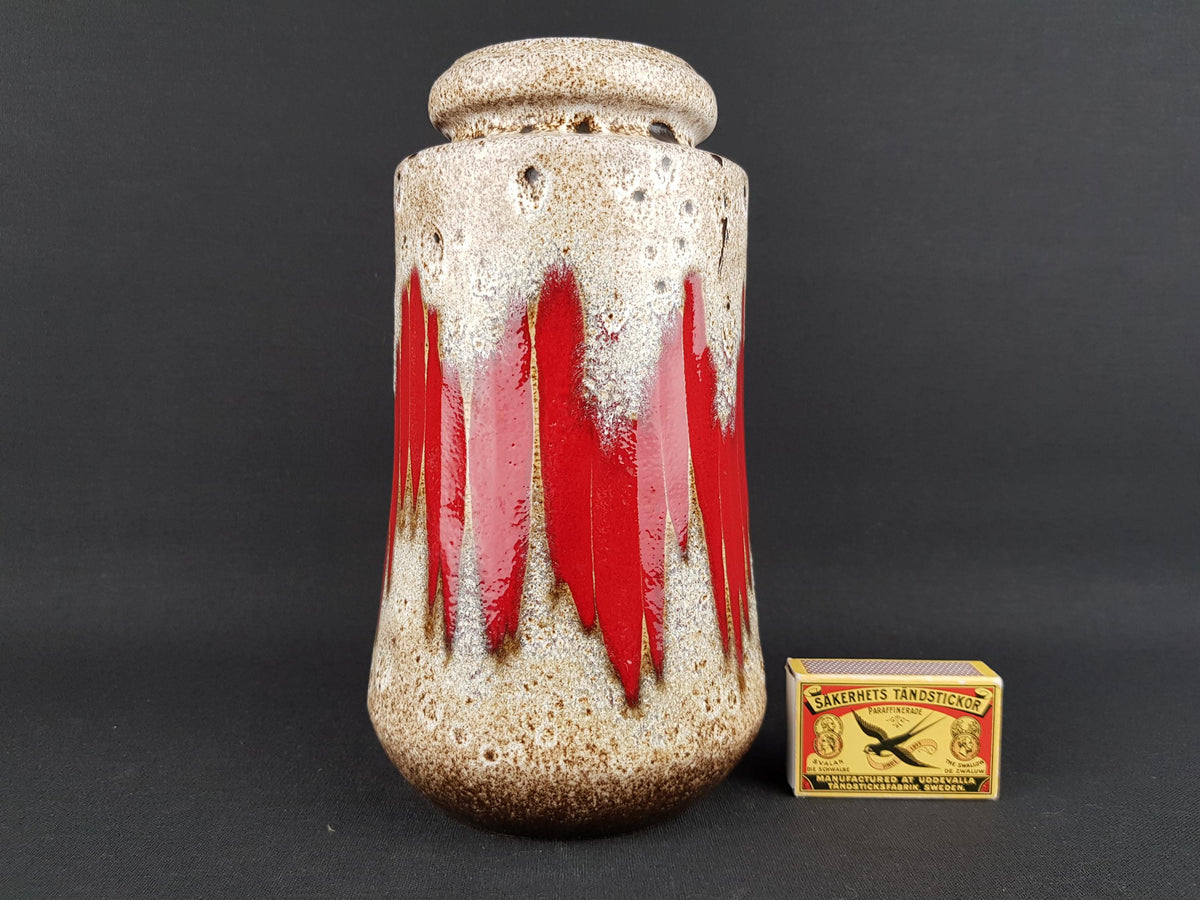 Vintage SCHEURICH KERAMIK Beige Fat Lava Vase With LORA Decor 549 21 West German Pottery 1970s