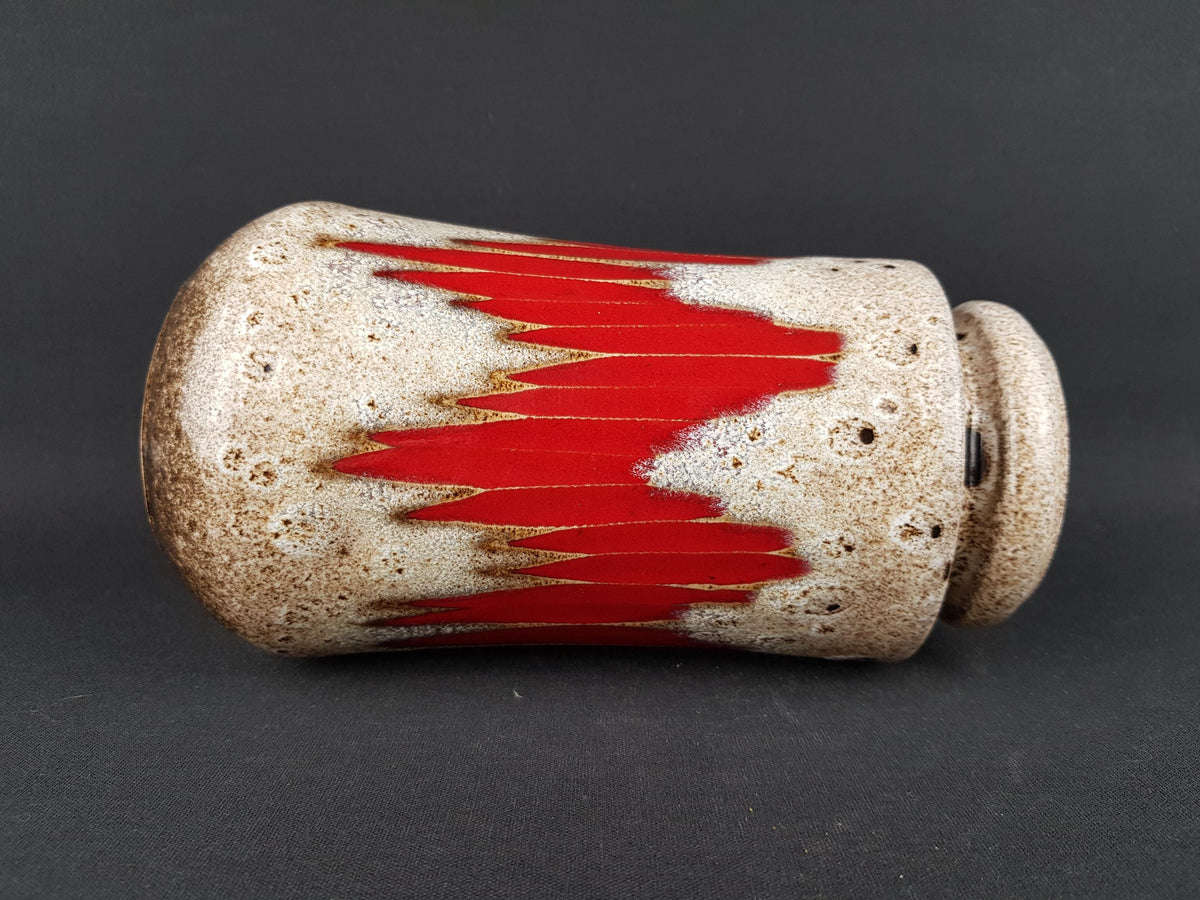 Vintage SCHEURICH KERAMIK Beige Fat Lava Vase With LORA Decor 549 21 West German Pottery 1970s