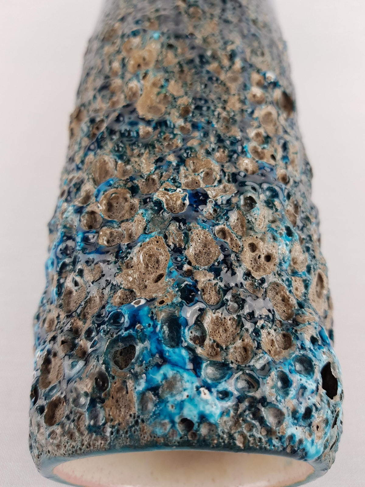 Vintage OTTO KERAMIK Glossy Turquoise Blue with Greyish Black Fat Lava Glaze Vase West German Pottery 1960-70s