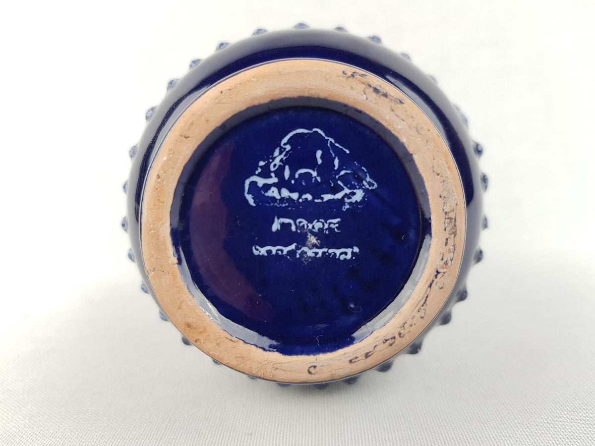 Vintage VEB STREHLA Blue Fat Lava Vase East German Pottery 1960s