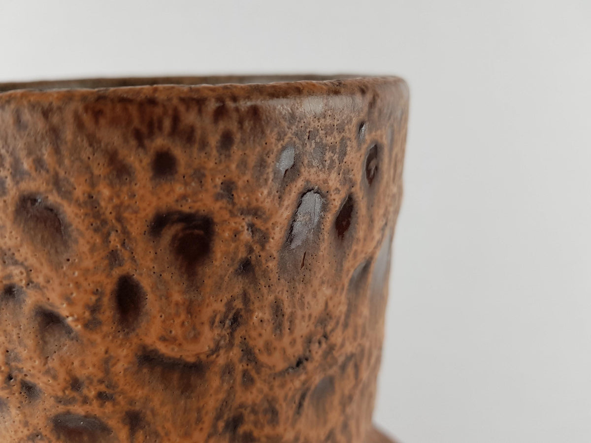 Vintage STEULER KERAMIK Brown Fat Lava Floor Vase 143-40 West German Pottery 1970s hairline!