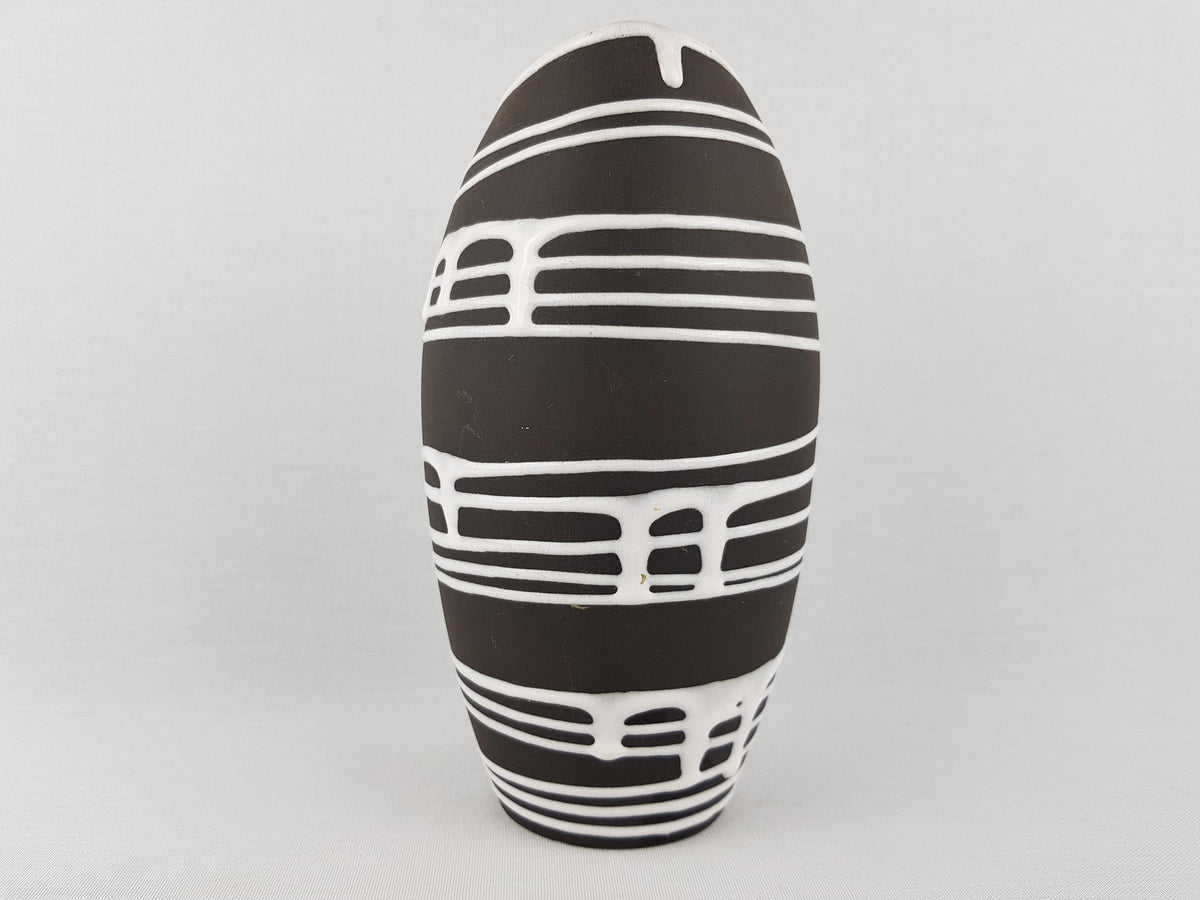 Vintage SCHLOSSBERG KERAMIK Vase by Liesel Spornhauer With Roulette Decor 101-21 West German Pottery 1950s