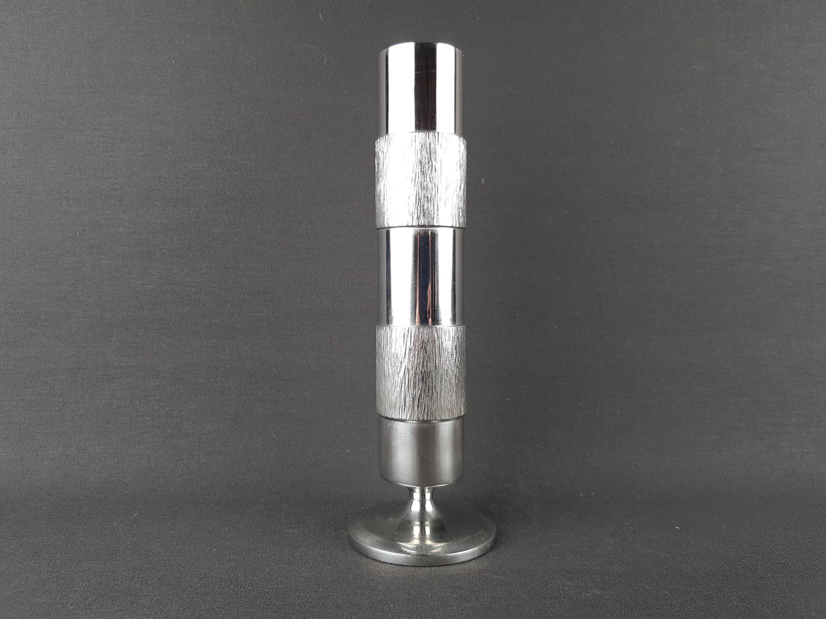 Vintage Brutalist BMF (Bayerische Metallwaren Fabrik) Metal Cylinder Steel Vase from West Germany 1960-70s