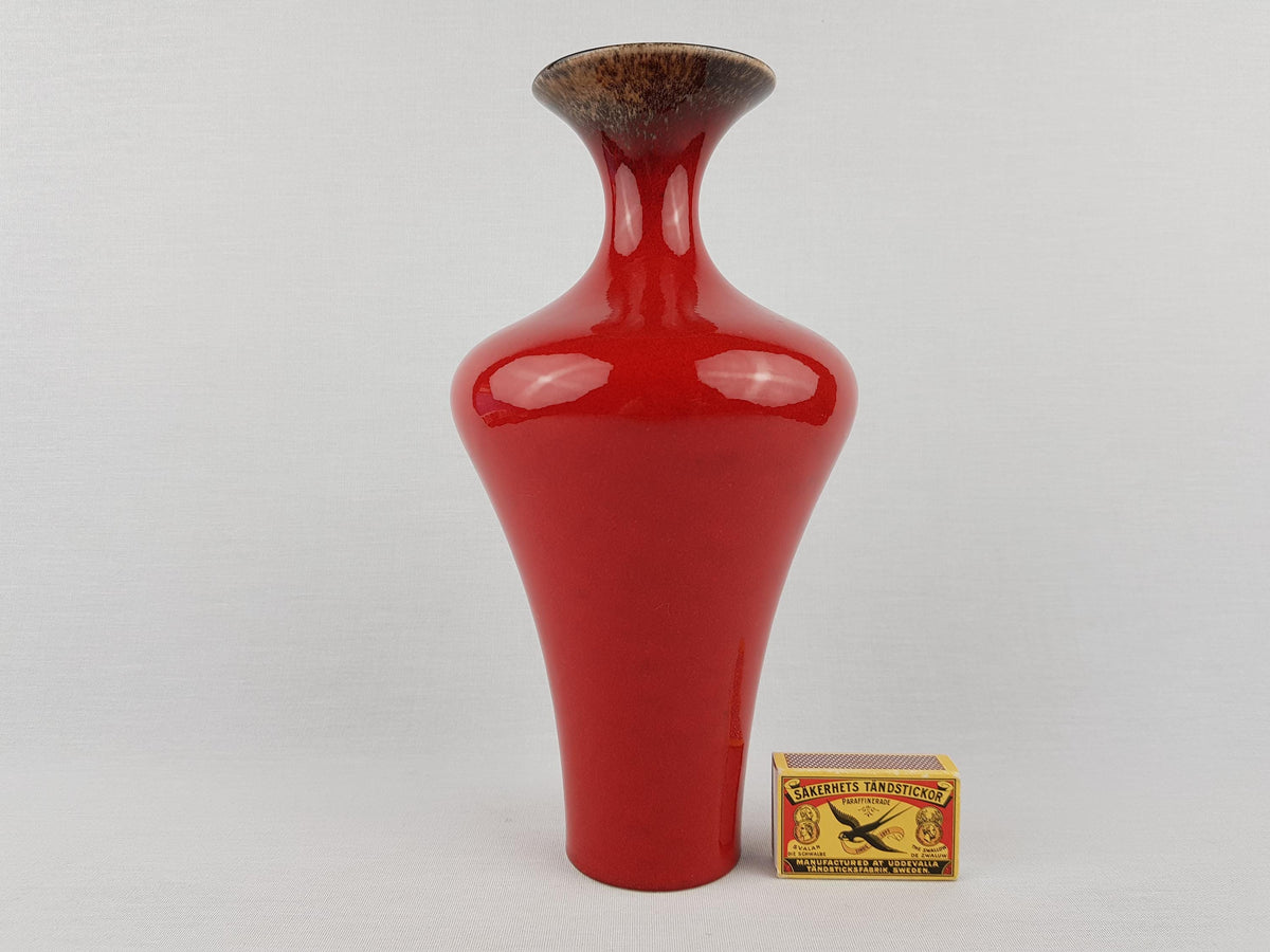 Vintage KERAMICA STUDIO Red Vase English Art Pottery by Karen & Andrew Key 1980s