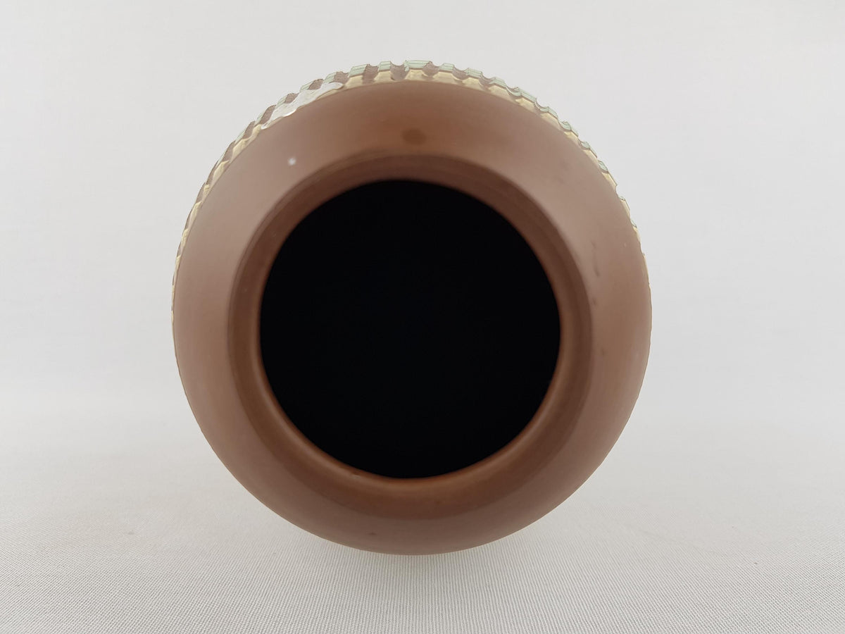 Vintage SIERHAHN KERAMIK Siershahner Fabrik Brown, Yellow and Green Sgraffito Vase West German Pottery