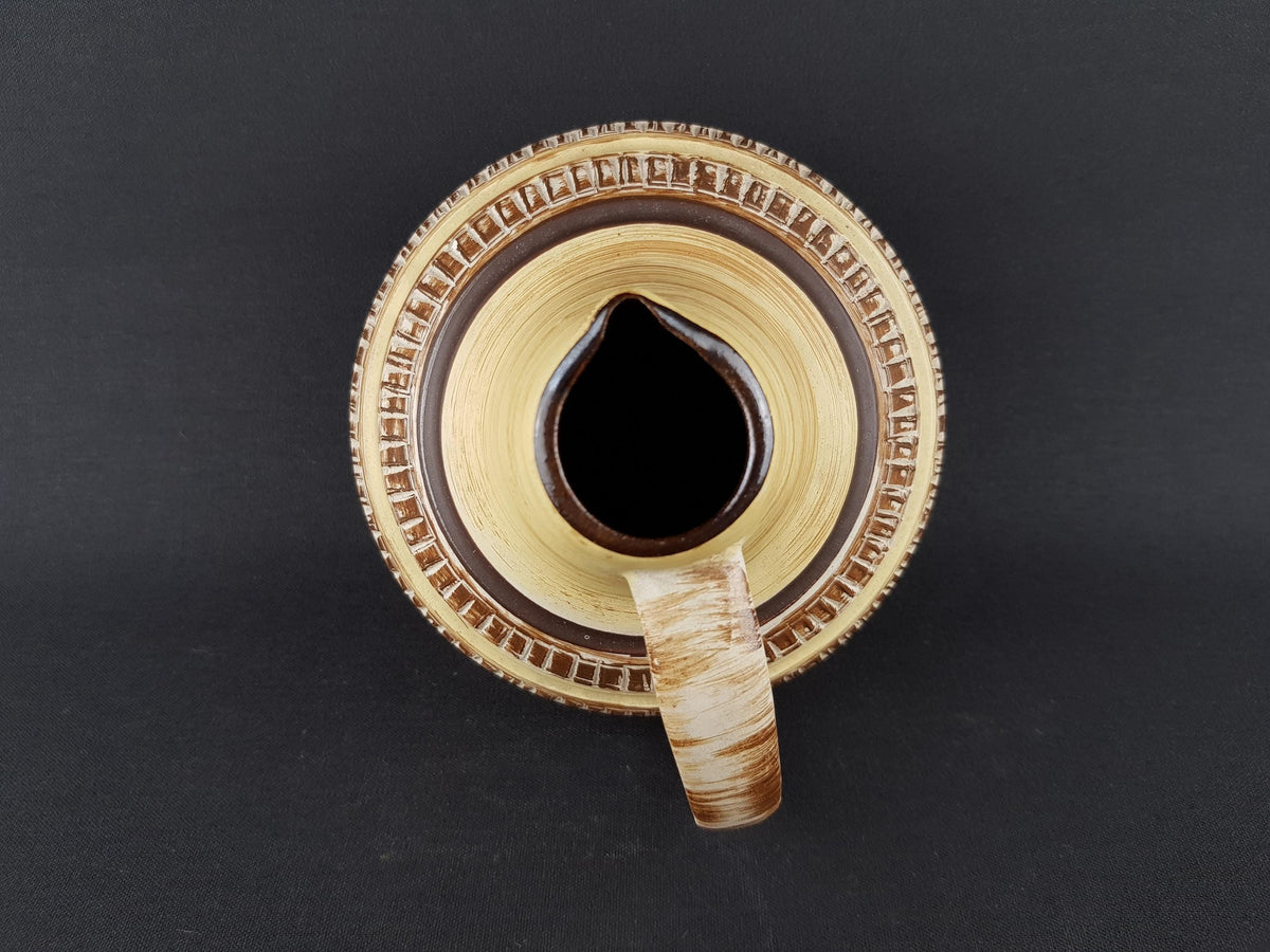Vintage DÜMLER & BREIDEN Keramik Brown and Beige Vase with Incised Pattern "Regent" Decor | 388 16 West German Pottery 1963