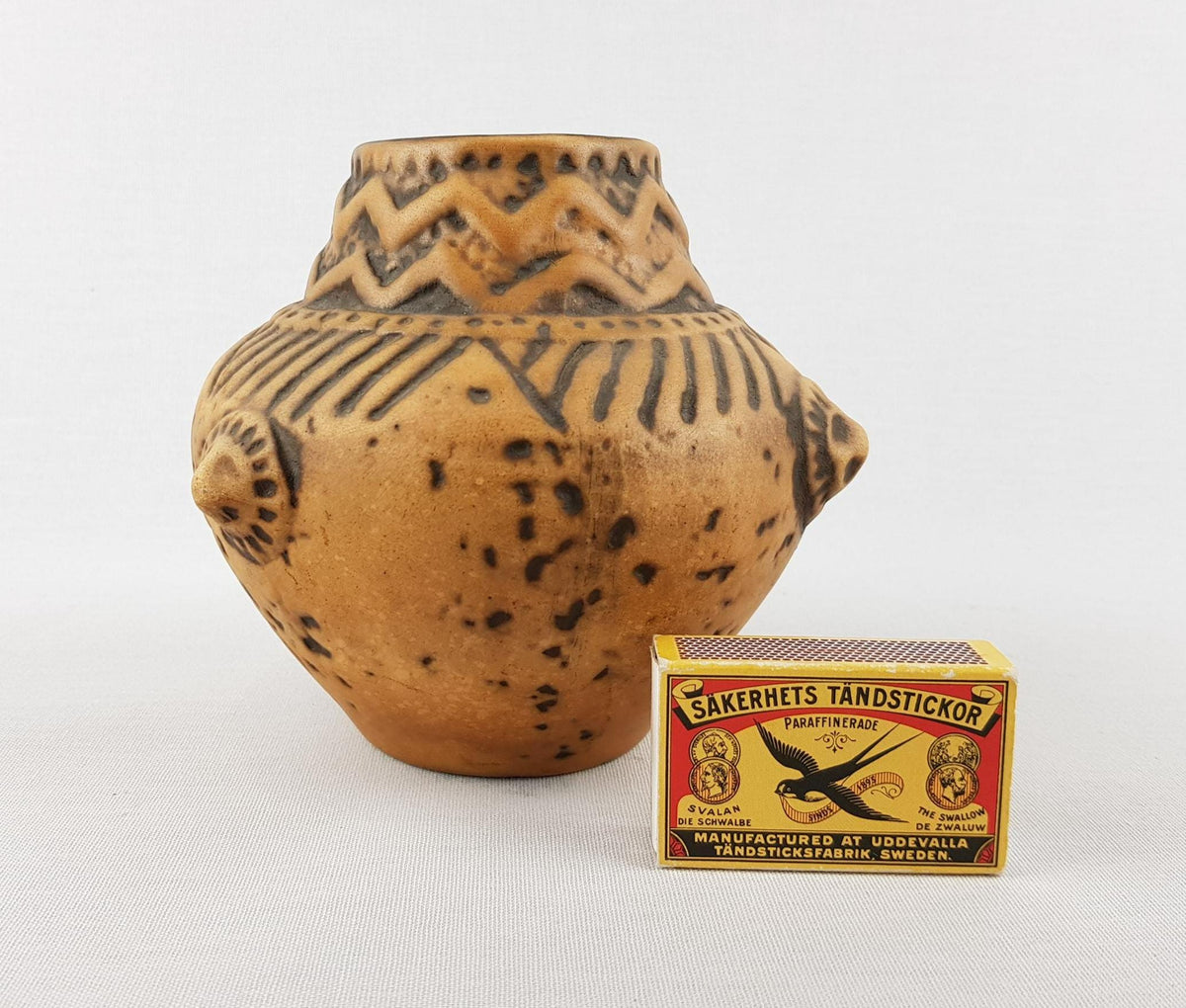 Vintage JASBA KERAMIK Brown Vase "Nimrod" Series 150/12 West German Pottery 1966s