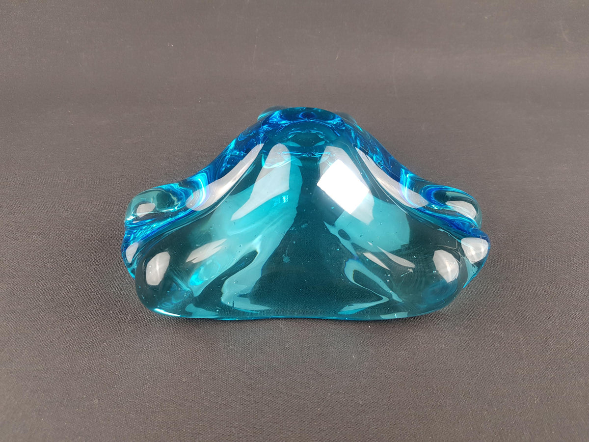 Vintage MURANO GLASS Blue Bowl | Ashtray Italian Art Glass | 1960-70s
