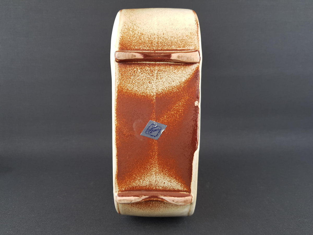 Vintage BERTONCELLO "b" or "d" Rare form Vase by Roberto Rigon with Screziato Havana Decor Mid-Century Modern Style 1970's from Italy