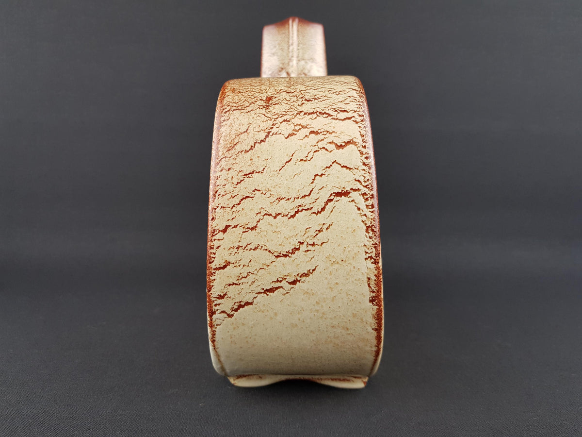 Vintage BERTONCELLO "b" or "d" Rare form Vase by Roberto Rigon with Screziato Havana Decor Mid-Century Modern Style 1970's from Italy
