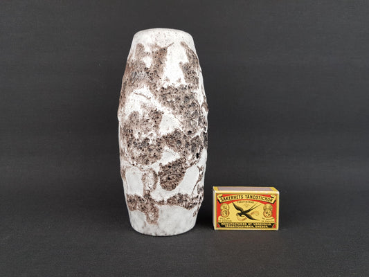 Vintage SCHEURICH KERAMIK White and Gray Fat Lava Vase 522 18 West German Pottery Fat Lava Era