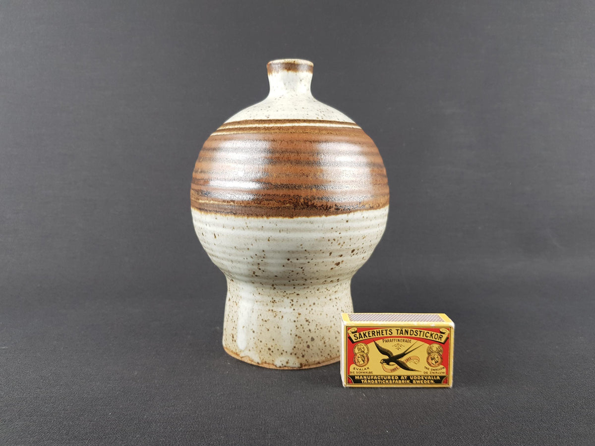 Vintage JETTE ANDERSEN Brown and Beige Speckled Vase, Denmark 1960s