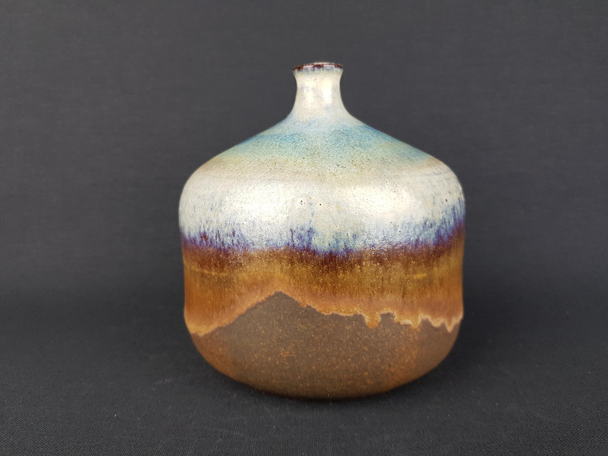 Vintage STUDIO ART POTTERY Brown and Blue Vase, Germany 1960s 1970s