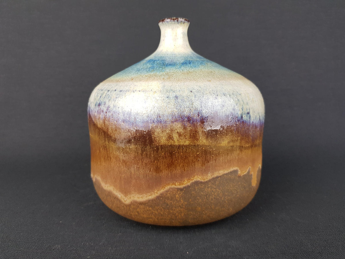 Vintage STUDIO ART POTTERY Brown and Blue Vase, Germany 1960s 1970s