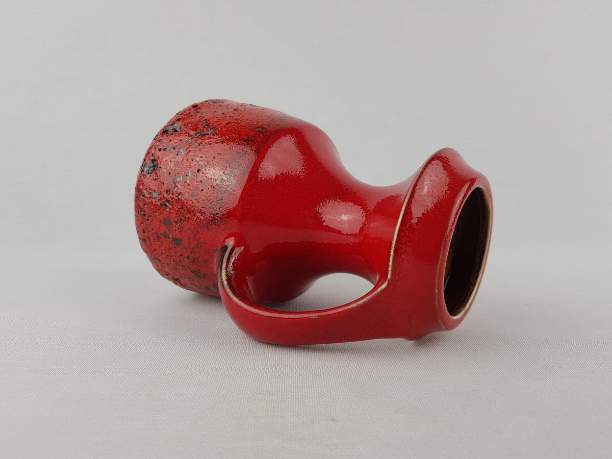 Vintage STEULER KERAMIK Handled Red Fat Lava Vase 315-15 West German Pottery 1960s