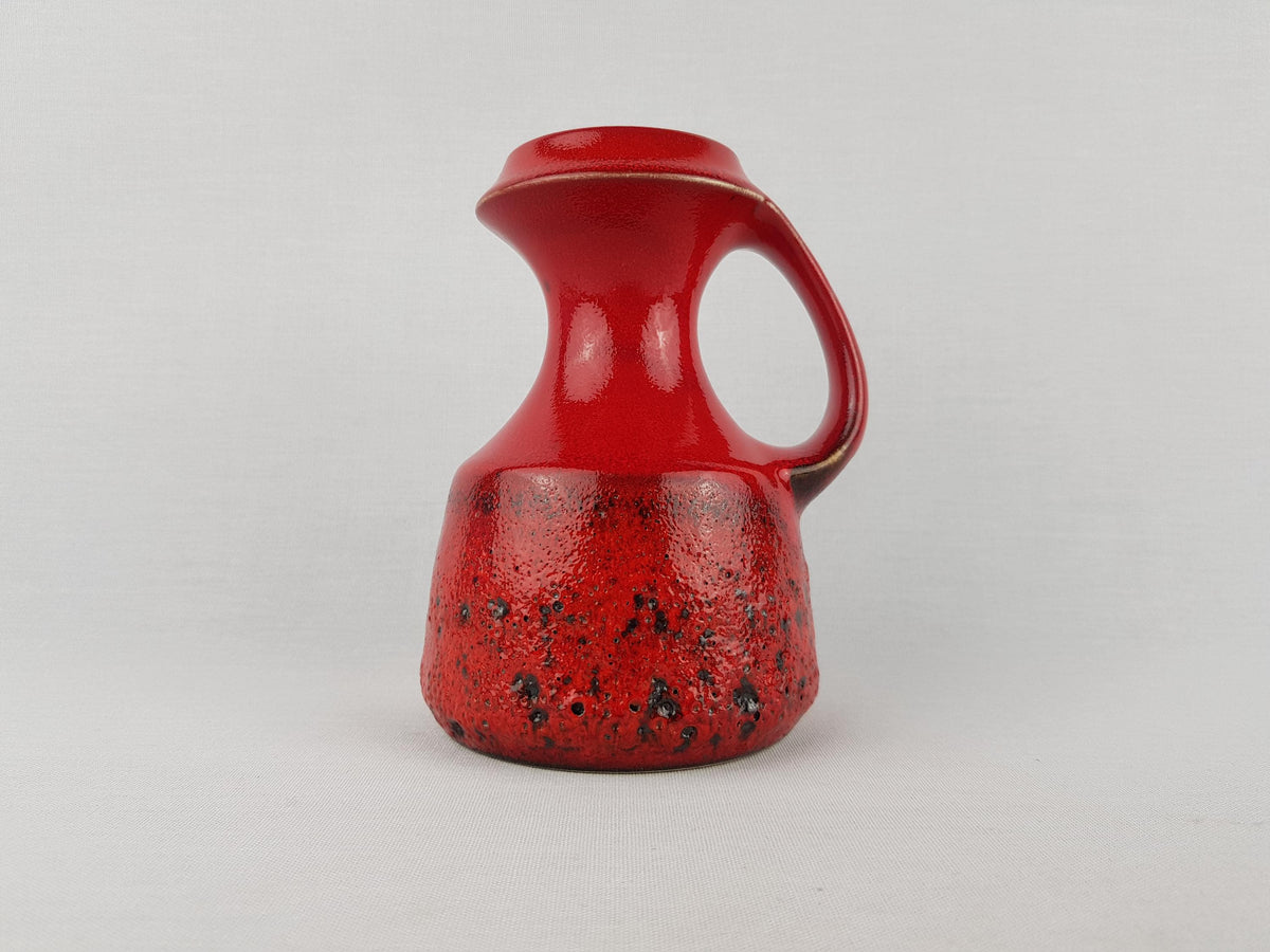 Vintage STEULER KERAMIK Handled Red Fat Lava Vase 315-15 West German Pottery 1960s