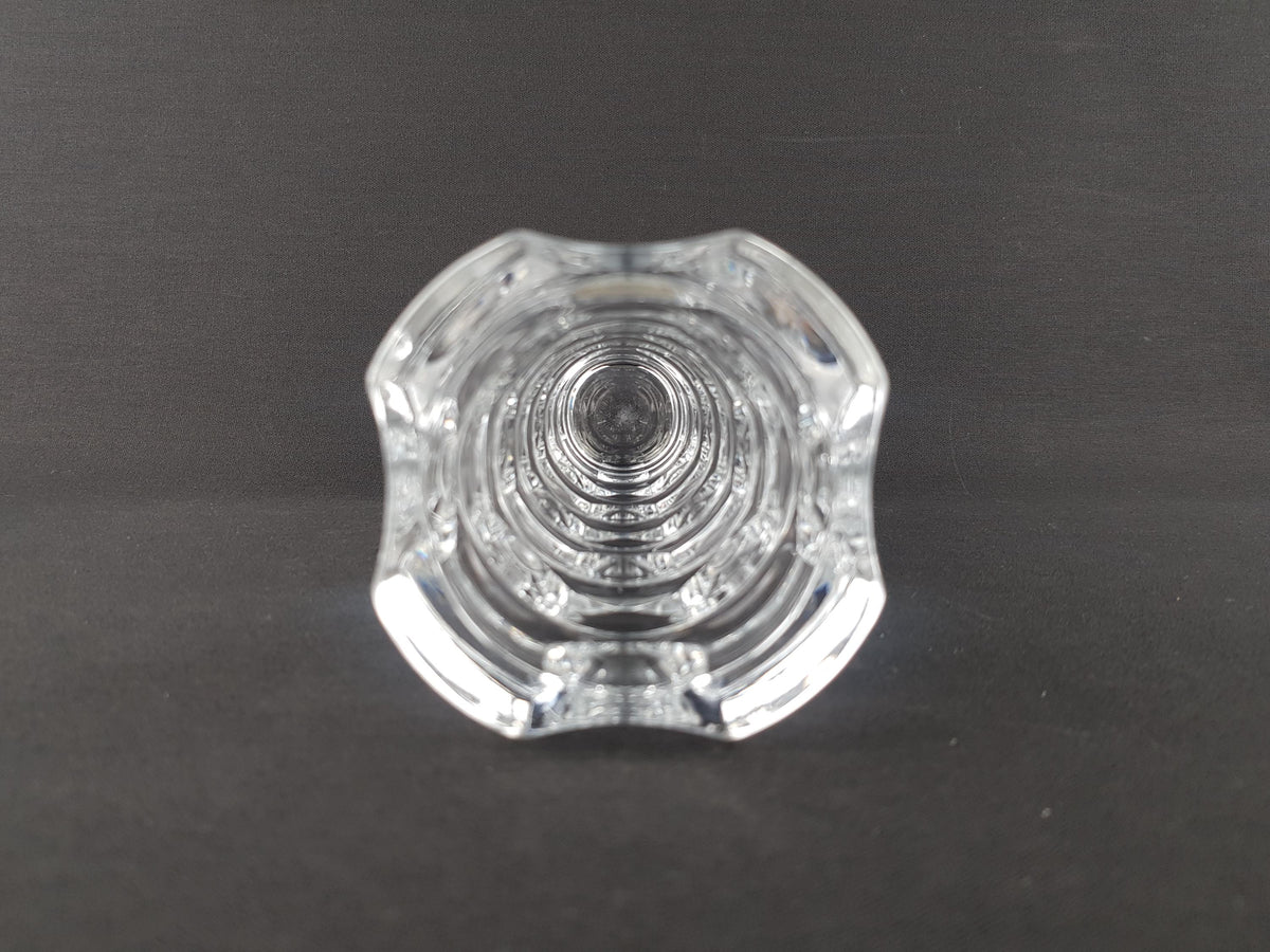 Vintage CRISTAL D'ARQUES Clear Glass Vase With Geometric Pattern France 1970s