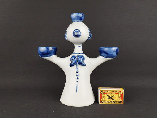 Vintage CORTENDORF Handpainted Ceramic Lady Candle Holder 5280 West German Pottery 1950s 1960s