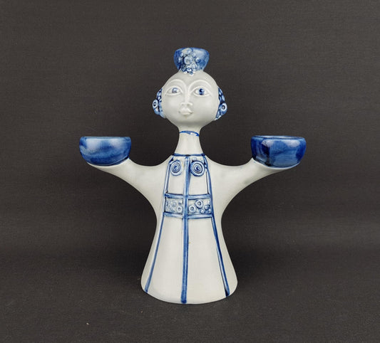 Vintage CORTENDORF Handpainted Ceramic Lady Candle Holder 5280 West German Pottery 1950s 1960s