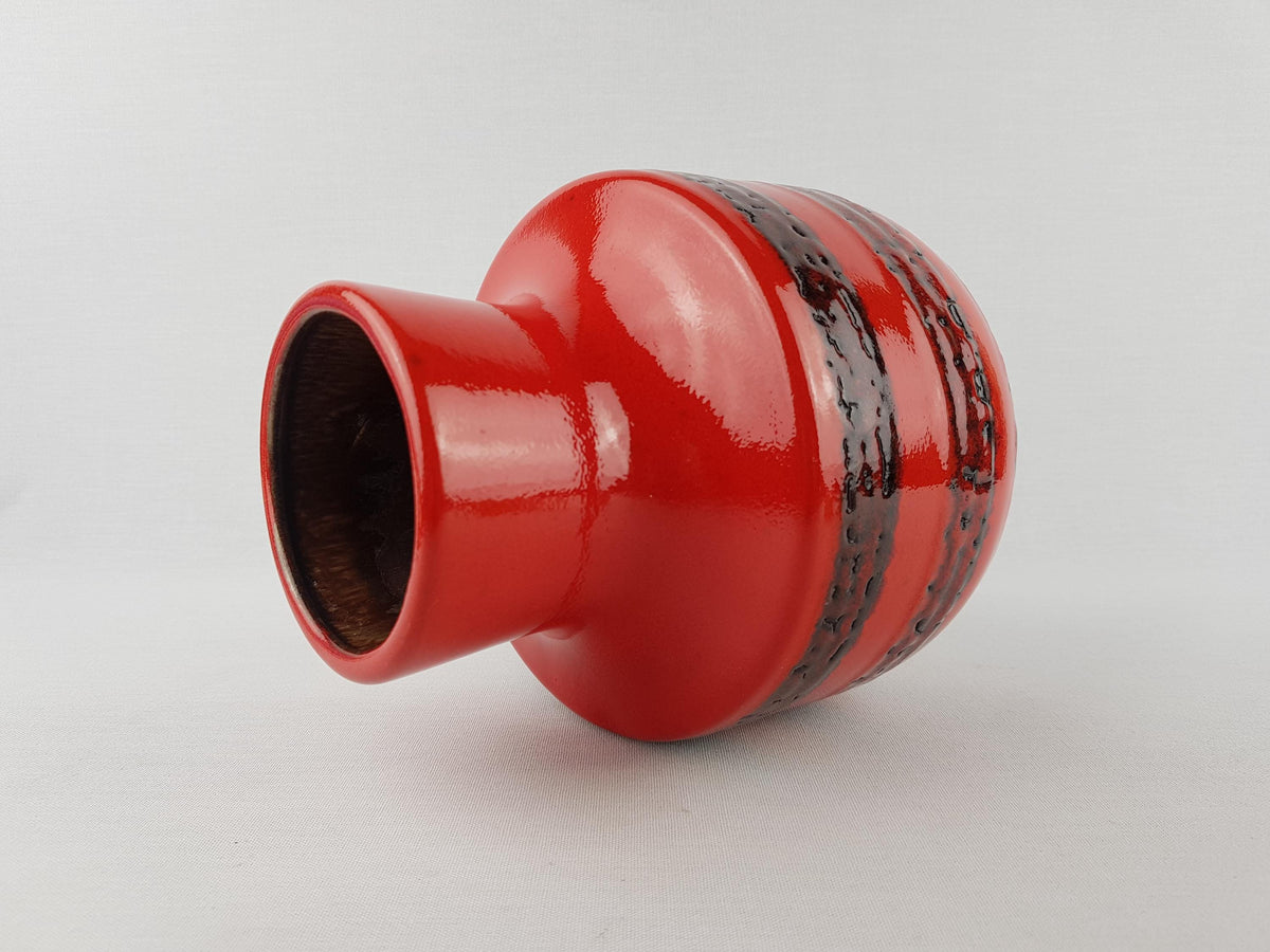 Vintage STEULER KERAMIK Red Fat Lava Vase 140-20 West German Pottery 1960s