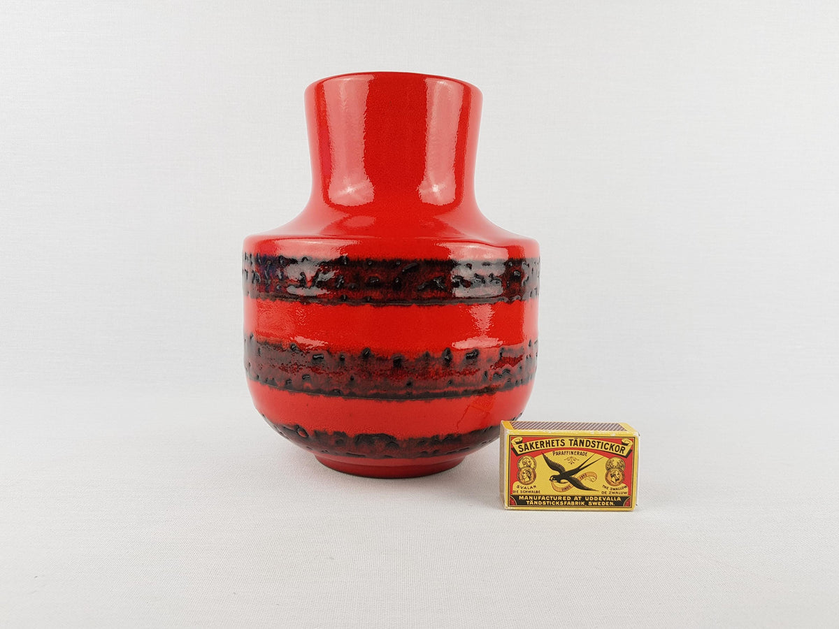 Vintage STEULER KERAMIK Red Fat Lava Vase 140-20 West German Pottery 1960s