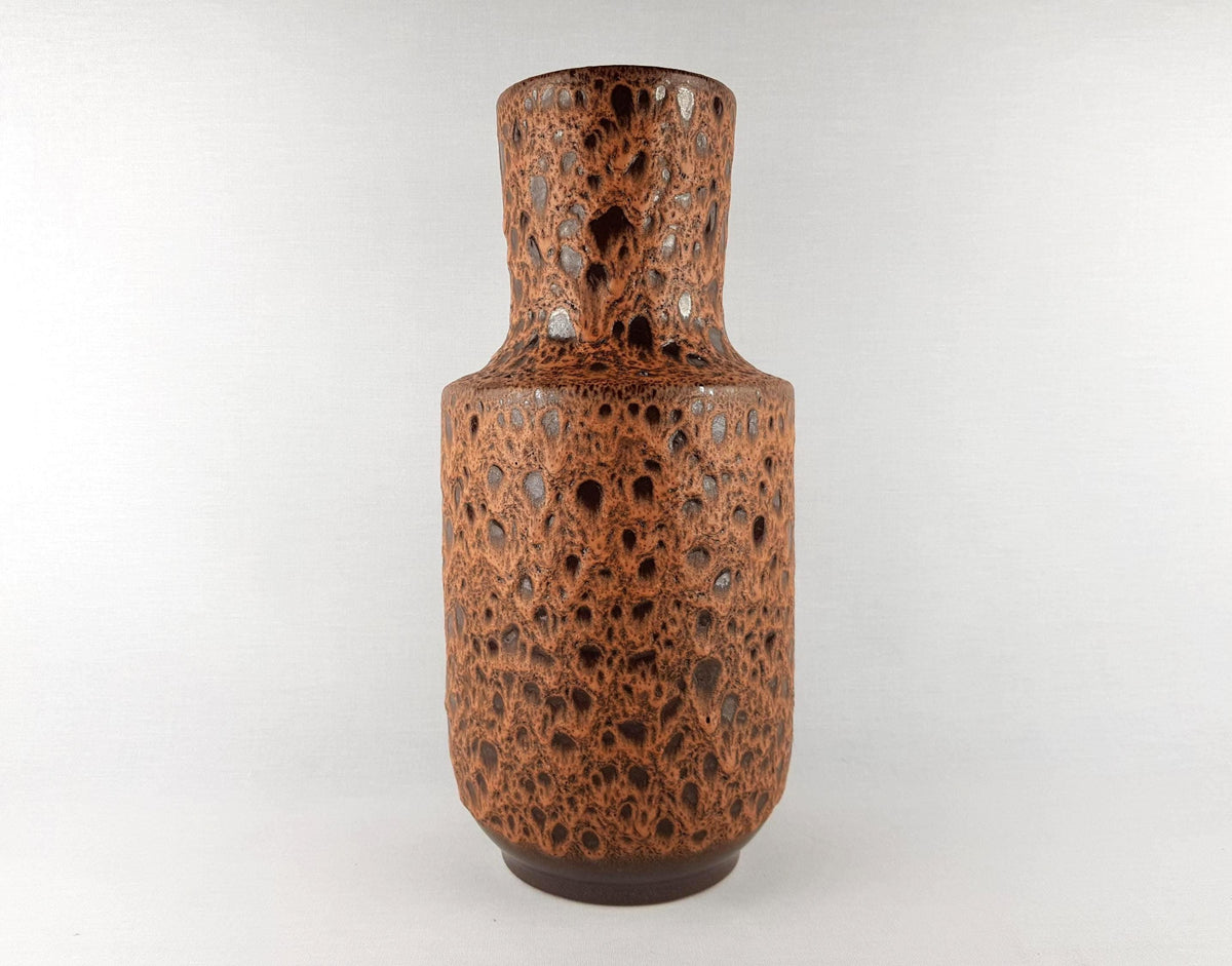 Vintage STEULER KERAMIK Brown Fat Lava Floor Vase 143-40 West German Pottery 1970s hairline!