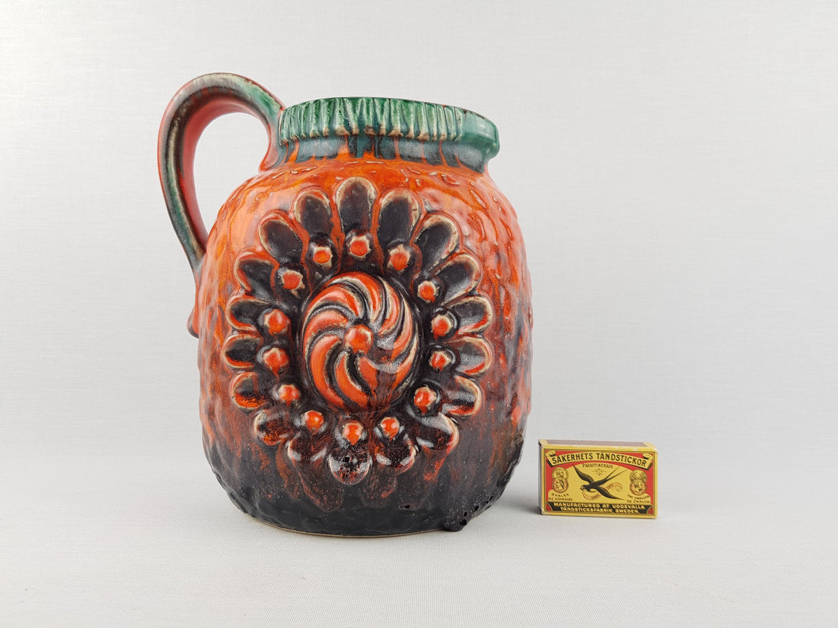 Vintage DÜMLER & BREIDEN Fat Lava Vase Relief Serie 53/21 with Juwel Decor 1970s