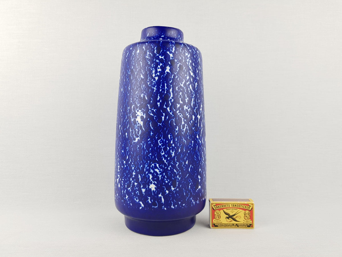 Vintage VEB HALDENSLEBEN Blue and White Vase 3045A East German Pottery 1960s
