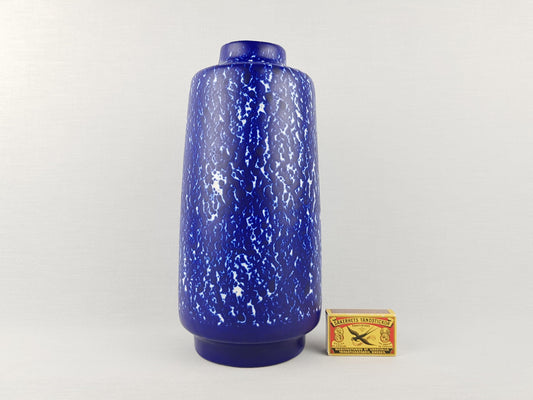 Vintage VEB HALDENSLEBEN Blue and White Vase 3045A East German Pottery 1960s