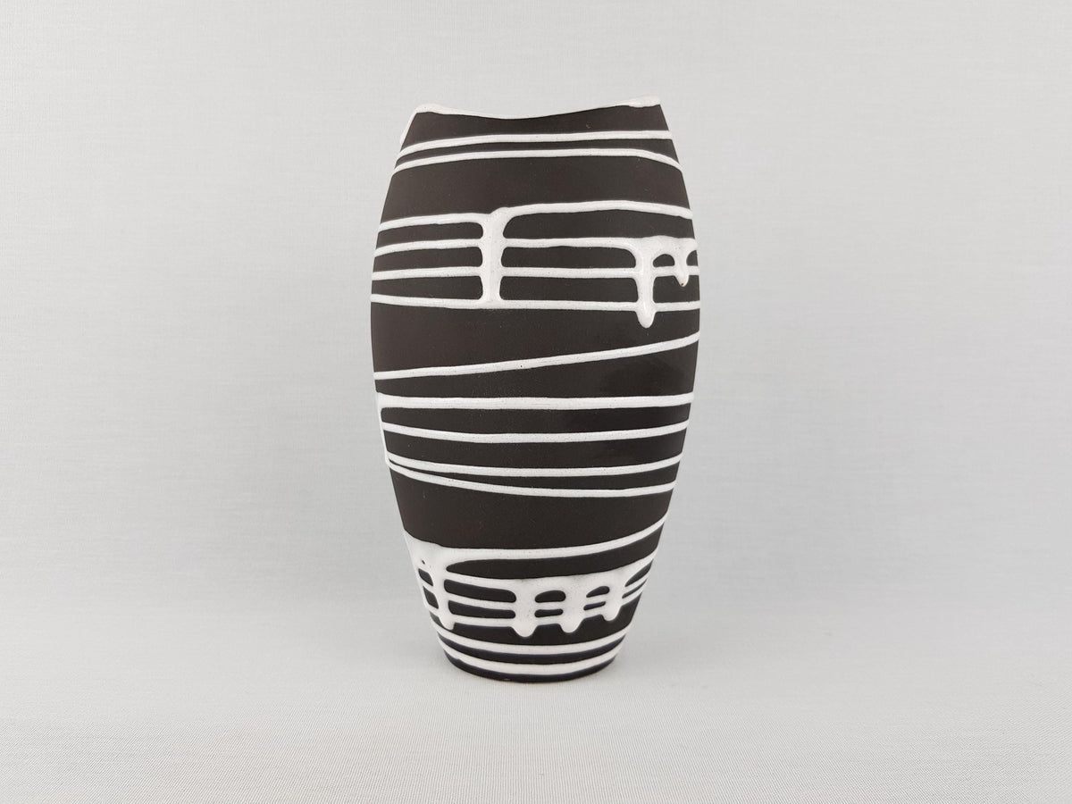 Vintage SCHLOSSBERG KERAMIK Vase by Liesel Spornhauer With Roulette Decor 101-21 West German Pottery 1950s