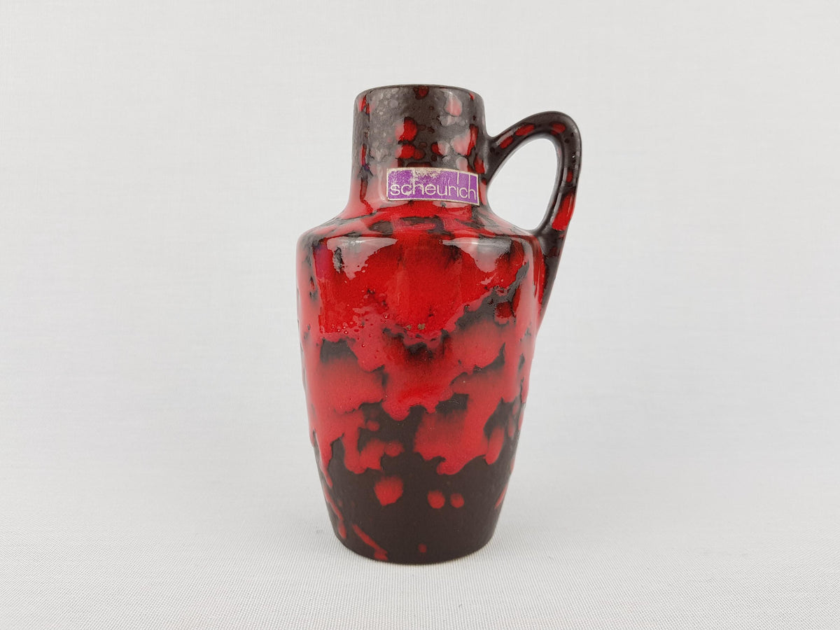 Vintage SCHEURICH KERAMIK Red and Brown Fat Lava Vase 405-13.5 West German Pottery 1970s