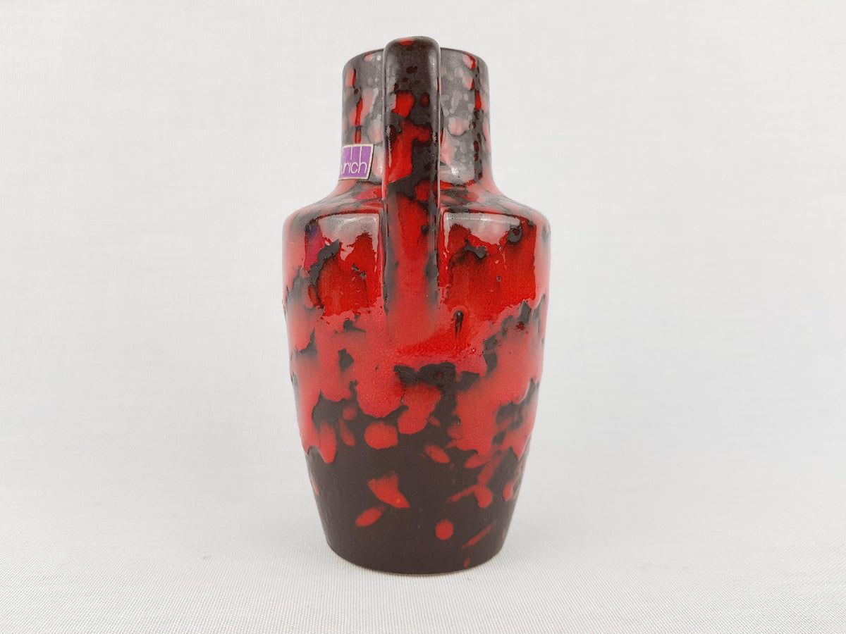 Vintage SCHEURICH KERAMIK Red and Brown Fat Lava Vase 405-13.5 West German Pottery 1970s
