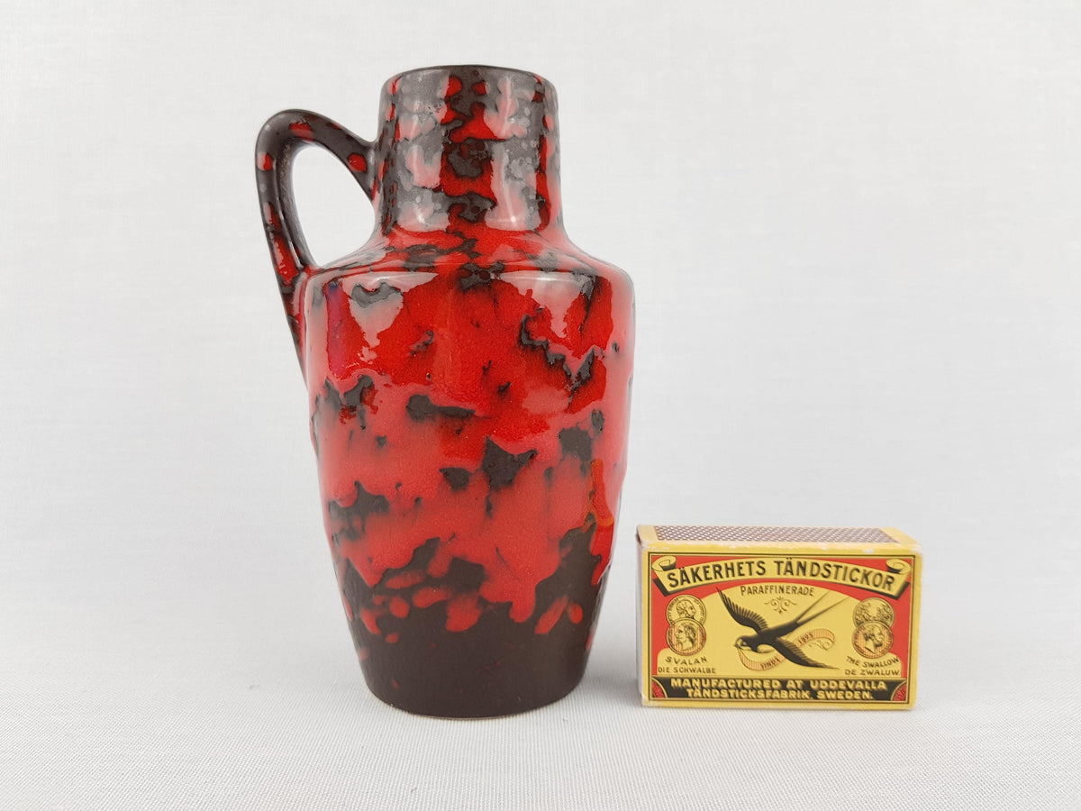 Vintage SCHEURICH KERAMIK Red and Brown Fat Lava Vase 405-13.5 West German Pottery 1970s