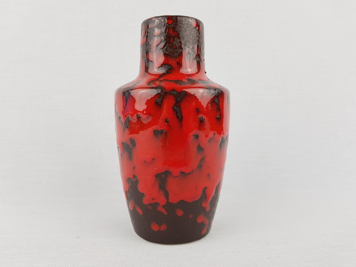 Vintage SCHEURICH KERAMIK Red and Brown Fat Lava Vase 405-13.5 West German Pottery 1970s