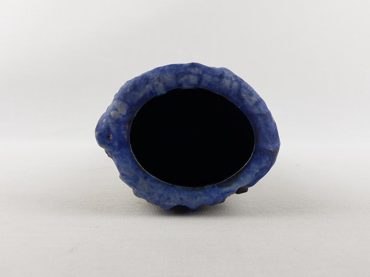 Vintage SCHAFFENACKER Studio Art Pottery Dark Brown and Blue Vase 904 West German Pottery Fat Lava Era 1960s