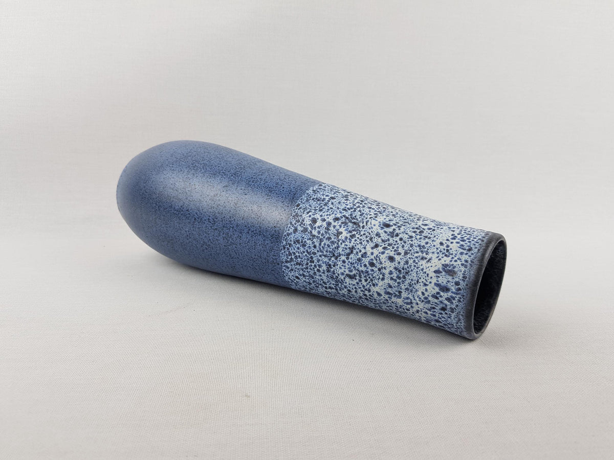 Vintage GRAMANN RÖMHILD Topferei Studio Art Pottery Speckled Blue and White Vase East German Pottery 1960s