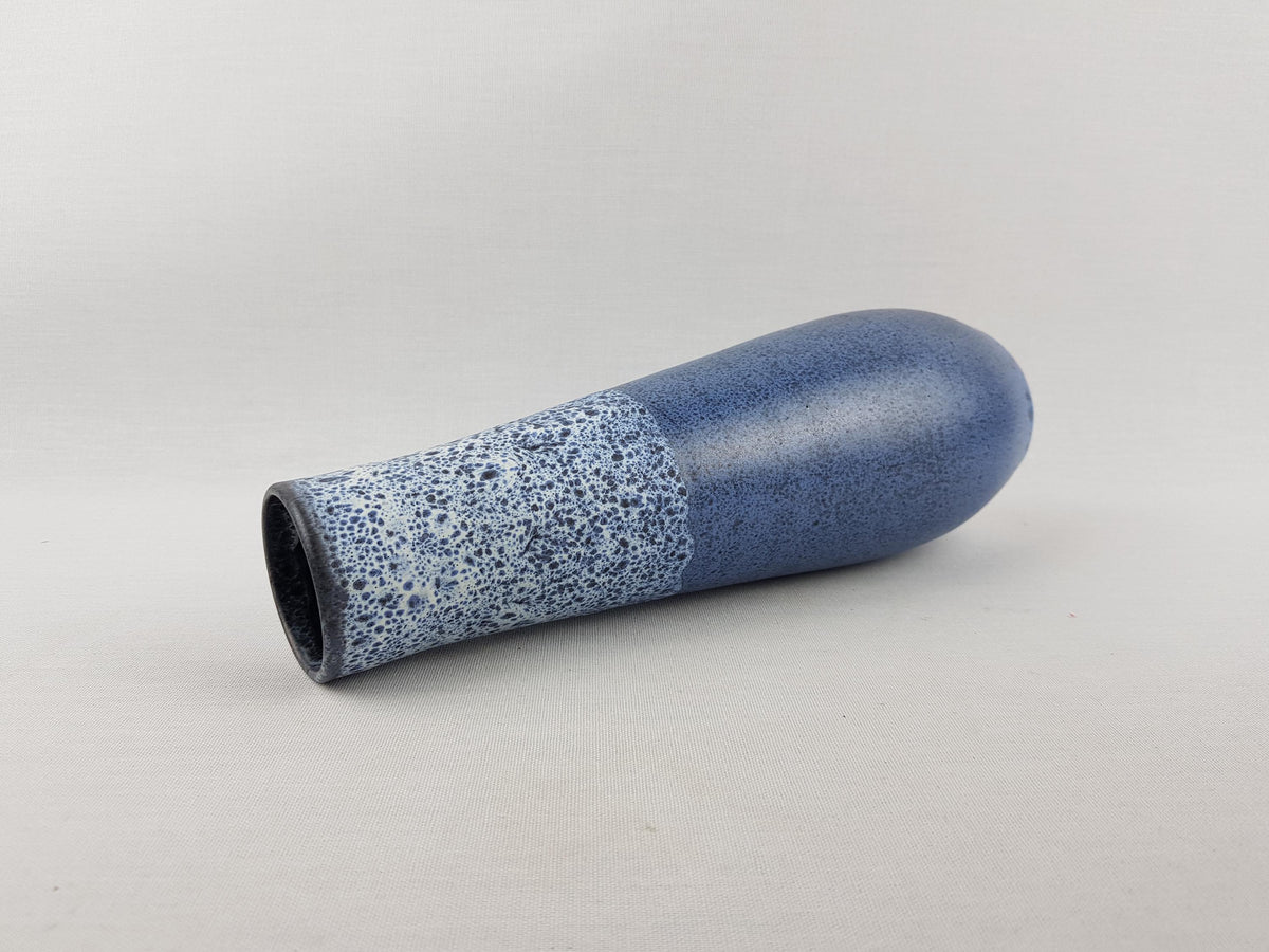 Vintage GRAMANN RÖMHILD Topferei Studio Art Pottery Speckled Blue and White Vase East German Pottery 1960s