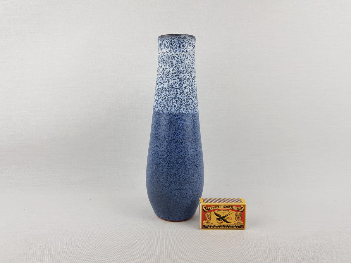 Vintage GRAMANN RÖMHILD Topferei Studio Art Pottery Speckled Blue and White Vase East German Pottery 1960s